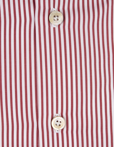 Shop Kiton Red And White Striped Classic Shirt
