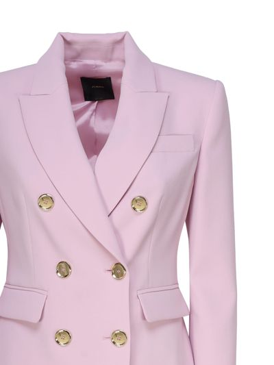 Shop Pinko Double-breasted Blazer With Metal Buttons In Pink