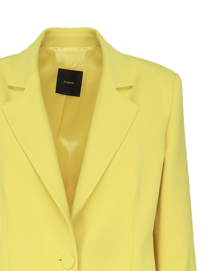Shop Pinko Monochrome Stretch Crepe Blazer In Yellow