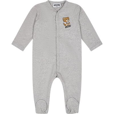 Shop Moschino Grey Set For Baby Kids With Teddy Bear