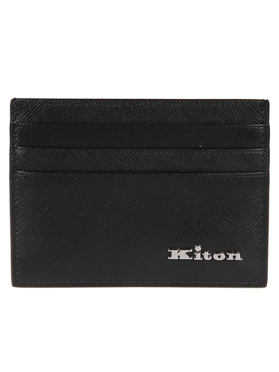 Kiton Saffiano Leather Bi-fold Wallet In Black