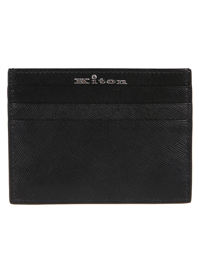Kiton Saffiano Leather Bi-fold Wallet In Black