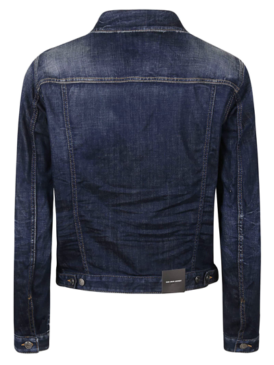Shop Dsquared2 Dan Jeans Jacket In Navy Blue
