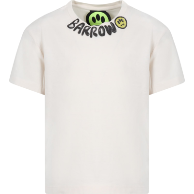 Shop Barrow Ivory T-shirt For Kids With Logo