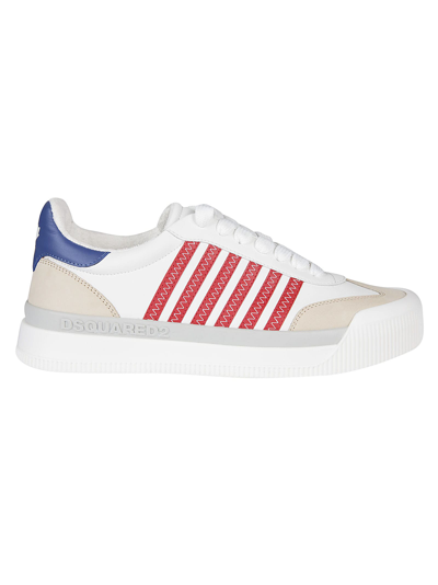 Shop Dsquared2 New Jersey Lace-up Low Top Sneakers In Bianco/rosso/blu