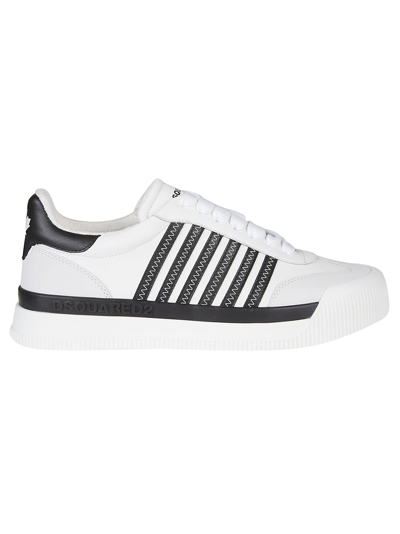 Shop Dsquared2 New Jersey Lace-up Low Top Sneakers In Bianco/nero