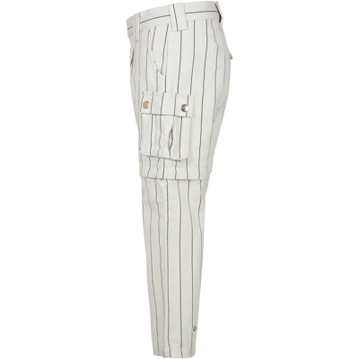 Shop Mini Rodini Ivory Casual Trousers For Boy
