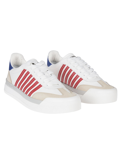 Shop Dsquared2 New Jersey Lace-up Low Top Sneakers In Bianco/rosso/blu