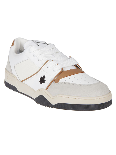 Shop Dsquared2 Spiker Lace-up Low Top Sneakers In Bianco/cognac
