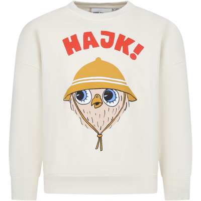 Shop Mini Rodini Ivory Sweatshirt For Kids With Owl