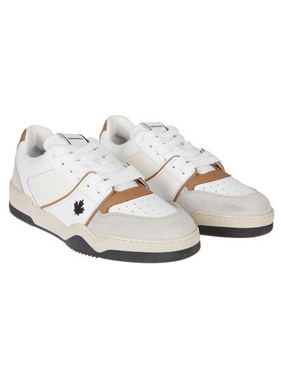 Shop Dsquared2 Spiker Lace-up Low Top Sneakers In Bianco/cognac