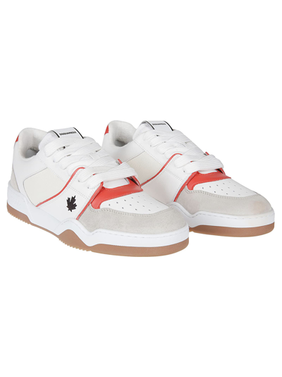 Shop Dsquared2 Spiker Lace-up Low Top Sneakers In Bianco/rosso