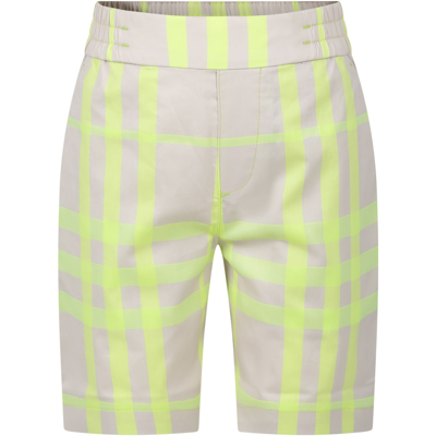 Shop Burberry Ivory Sports Shorts For Boy