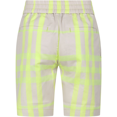 Shop Burberry Ivory Sports Shorts For Boy