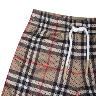 Shop Burberry Beige Sports Shorts For Baby Boy With Iconic Vintage Check