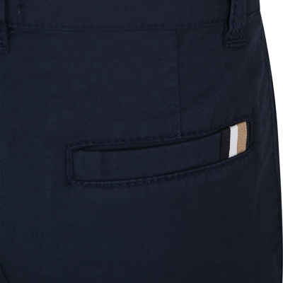 Shop Hugo Boss Blue Trousers For Boy With Logo Detail