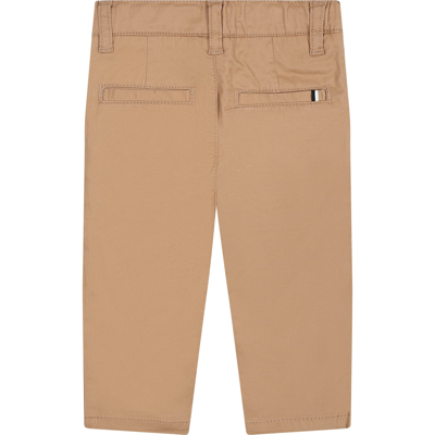 Shop Hugo Boss Beige Casual Trouser For Baby Boy In Brown