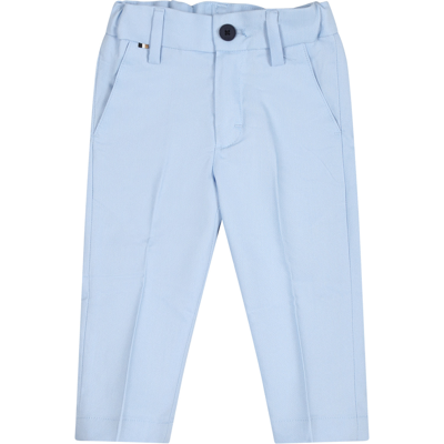 Shop Hugo Boss Elegant Sky Blue Trousers For Baby Boy In Light Blue
