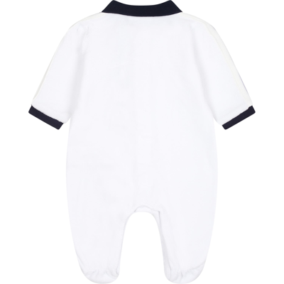 Shop Hugo Boss White Jumpsuit For Baby Boy With Logo