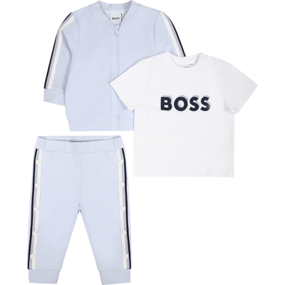 Shop Hugo Boss Light Blue Sport Suit Set For Baby Boy