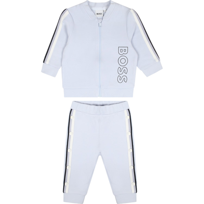 Shop Hugo Boss Light Blue Sport Suit Set For Baby Boy