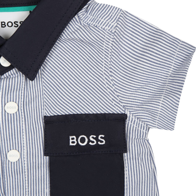 Shop Hugo Boss Blue Set For Baby Boy With Logo
