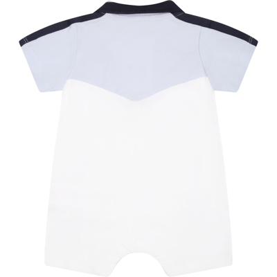Shop Hugo Boss White Romper For Baby Boy With Logo
