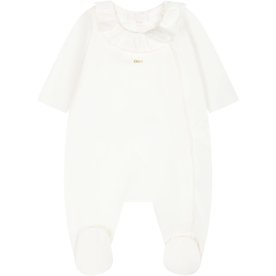 Shop Chloé White Set Of Babygrow For Baby Girl