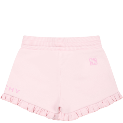 Shop Givenchy Pink Sports Shorts For Baby Girl With Logo