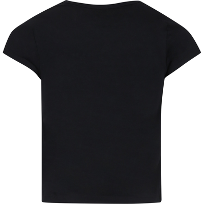 Shop Rykiel Enfant Black T-shirt For Girl With Logo