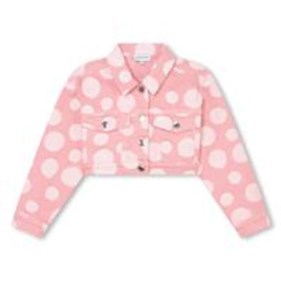 Shop Marc Jacobs Pink Denim Jacket For Girl With Polka Dots