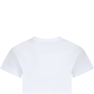 Shop Marc Jacobs White Crop T-shirt For Girl With Logo