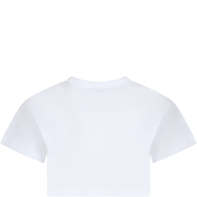Marc Jacobs White Crop T-shirt For Girl With Logo In White