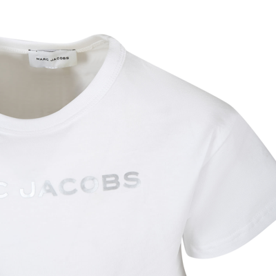 Marc Jacobs White Crop T-shirt For Girl With Logo In White