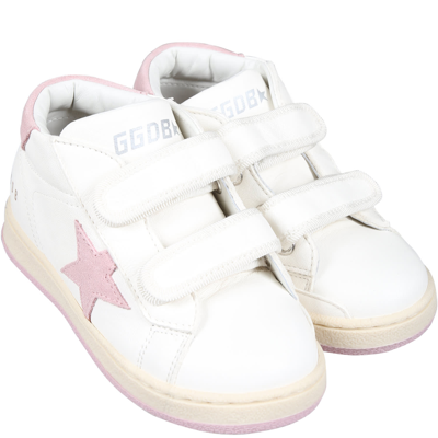 Shop Golden Goose White June Ballstar High Sneakers For Girl With Logo