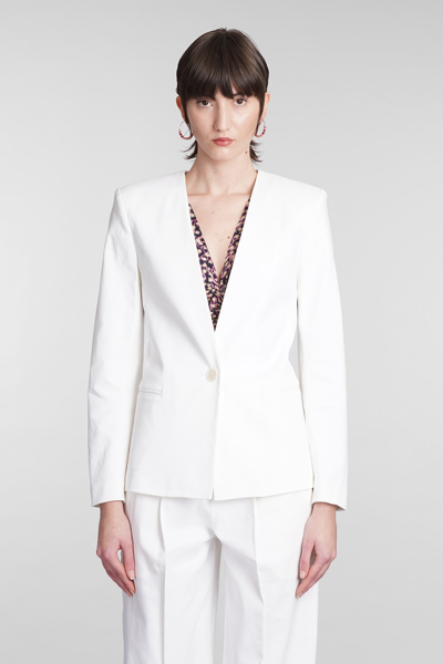 Shop Isabel Marant Manzil Blazer In White Chanvre