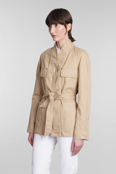Shop Isabel Marant Loetizia Coat In Beige Cotton