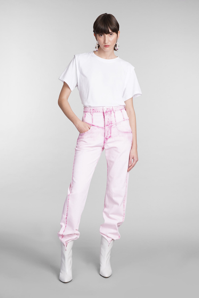 Shop Isabel Marant Noemie Jeans In Rose-pink Cotton