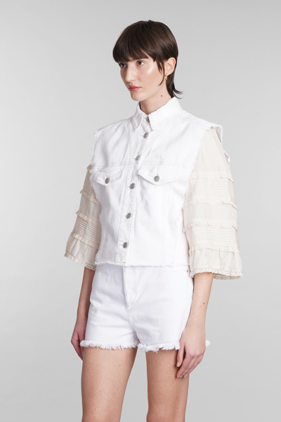 Shop Isabel Marant Tyra Denim Jackets In White Cotton