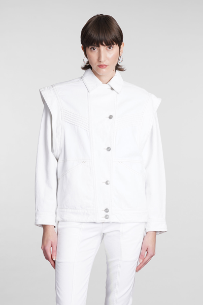 Shop Isabel Marant Harmon Denim Jackets In White Cotton
