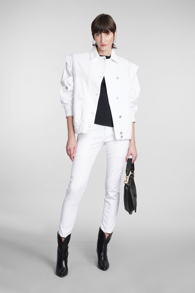 Shop Isabel Marant Harmon Denim Jackets In White Cotton