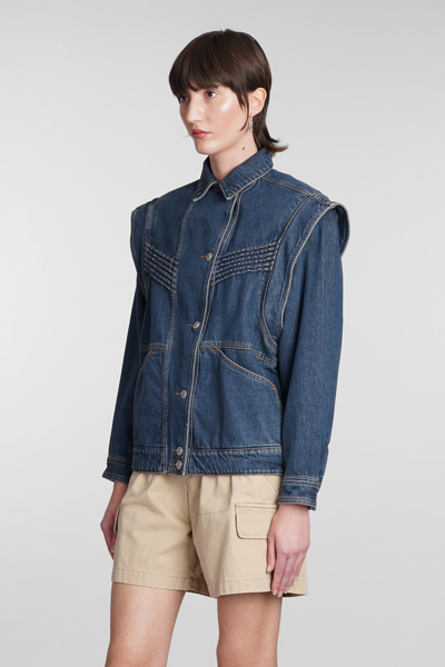 Shop Isabel Marant Harmon Denim Jackets In Blue Cotton