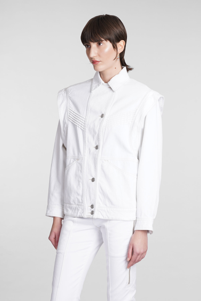 Shop Isabel Marant Harmon Denim Jackets In White Cotton