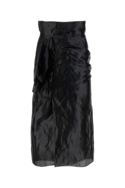 Shop Maison Margiela Draped Detailed Midi Skirt In Black