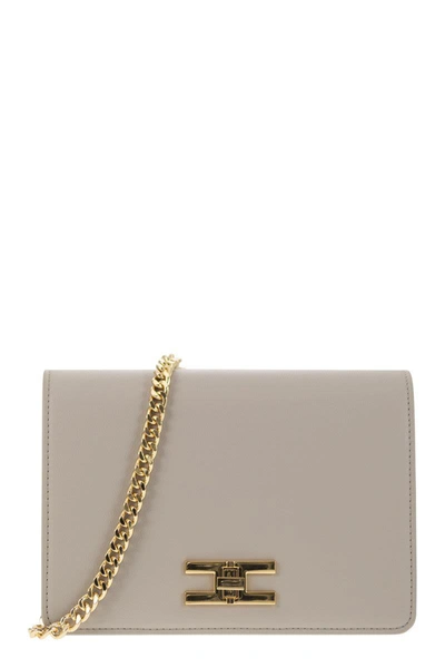 Shop Elisabetta Franchi Shoulder Bag With Gold Swivel Logo In Pearl