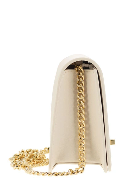 Shop Elisabetta Franchi Shoulder Bag With Gold Swivel Logo In Butter