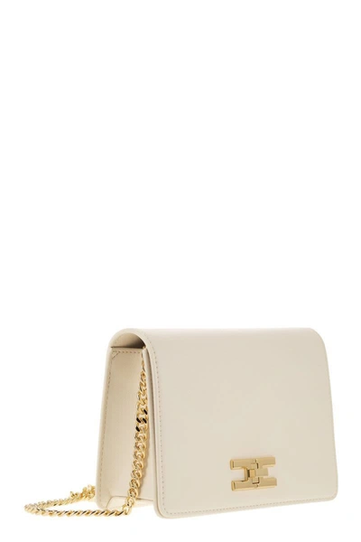 Shop Elisabetta Franchi Shoulder Bag With Gold Swivel Logo In Butter