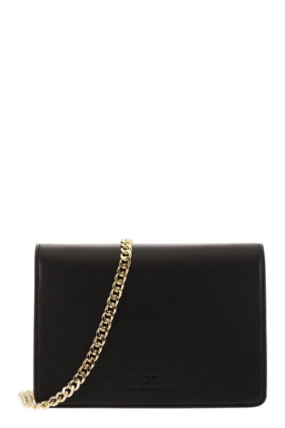 Elisabetta Franchi Borsa A Tracolla Nera Piccola Con Placca Logo In Black