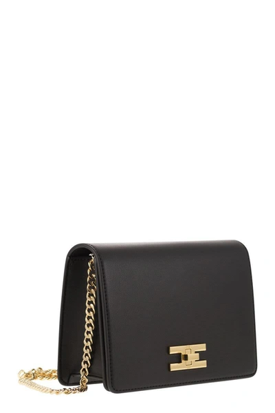 Elisabetta Franchi Borsa A Tracolla Nera Piccola Con Placca Logo In Black