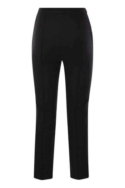 Shop Elisabetta Franchi Straight Trousers In Bi-elastic Technical Fabric With Clamping In Black